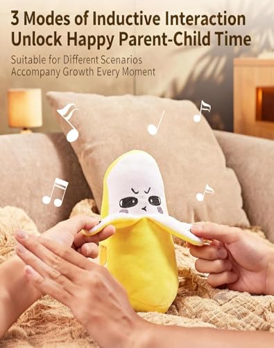 Interactive Sensor Music Doll, Children's Body-Sensing Plush Toy with Piano and Fruit Metronome Sounds, Educational Musical Gift for Boys and Girls (Banana)