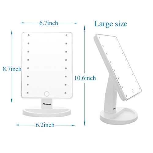 [New Version]Miserwe Makeup Mirror with Lights Touch Screen 16 Led Lighted Vanity Mirror with 4 AA Battery Large Size Removable 180 Degree Rotation Mirror with Lights and High Definition Clarity - Thumbnail 3
