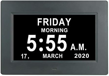 7インチ デジタルカレンダー 曜日 日付時計 12種類のアラームオプション 自動調光機能