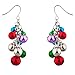 Lux Accessories Silver Tone Christmas X-Mas Jingle Bells Chandelier Earrings