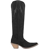 Dingo Womens Thunder Road Embroidered Snip Toe Casual Boots Knee High Mid Heel 2-3" - Black