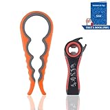 YoHold Jar Opener, Bottle Opener with Multifunctional Usage for Weak Hands, Set of 2, Orange-Gray+ Red-Black, 9.05''L+5.74''L, Free E-Book