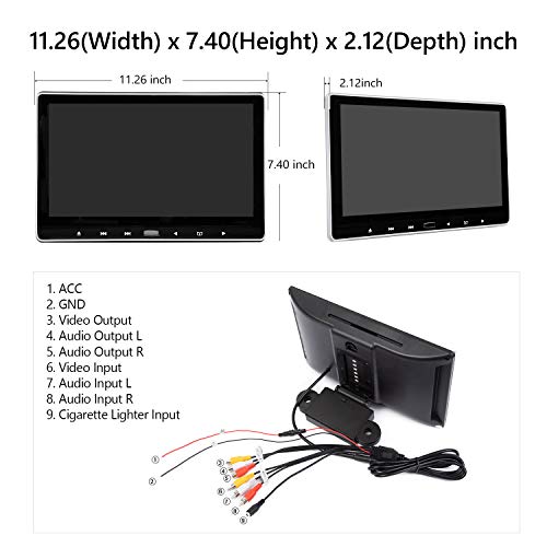 2019 New 11.6 Inch 1080P HD Digital Multimedia Monitor Super-Thin Car Headrest DVD Player, Eonon Headrest Monitors with HDMI Port and Remote Control USB and SD-L0318