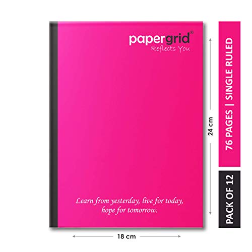 Papergrid Notebook – King Size (24 cm x 18 cm), Single Line, 76 Pages, Soft Cover – Pack of 12 Papergrid Notebook – King Size (24 cm x 18 cm), Single Line, 76 Pages, Soft Cover – Pack of 12