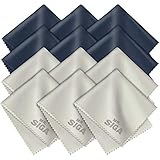 MR.SIGA Premium Microfiber Cleaning Cloths for Lens, Eyeglasses, Screens, Tablets, Glasses, 12 Pack, 6 x 7 inches (15 x 18 cm), Navy/Gray