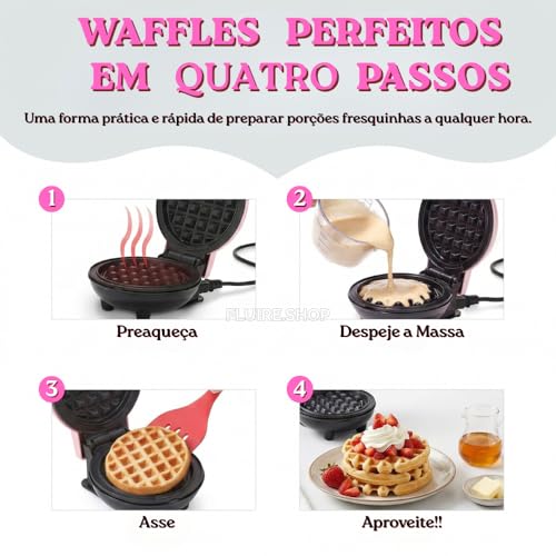 Máquina de Waffle e Donuts 110V 3 em 1 Mini - Waffleira Elétrica Compacta com Placas Removíveis com Formato Coração Laváveis em Lava-Louças, para Waffle, Donuts, para Café da Manhã Lanches, Sobremesas