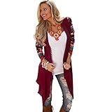Fedi Apparel Women Casual Long Sleeve Open Front Irregular Cardigan Jacket Wine Red
