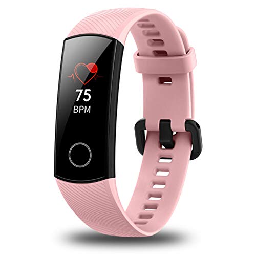 Huawei Honor Band 4 6-Axis Inertial Heart Rate Monitor Infrared Light Wear Detection Sensor Full Touch AMOLED Color Screen Home Button All-in-One Activity Tracker 5ATM Waterproof (Pink)