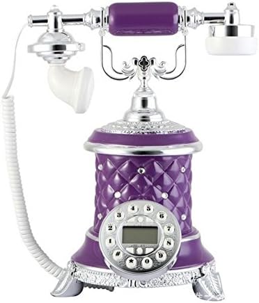 XIE@ European antique retro call phone home home Chinese American telephone landline (white, purple) , purple