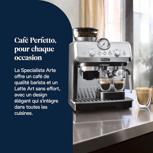 La Specialista Arte EC9155.MB, Machine Expresso Manuelle, Moulin intégré avec 8 finesses de mouture, Contrôle Actif de la Température, Buse vapeur MyLatte Art, Métal/Noir