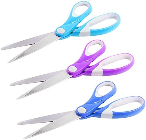 Multipurpose Scissors Kit with 3-Pack of Ultra Sharp Titanium Scissors for Sewing, Arts, Crafts, Office of Scissors Pack (Blue, Purple, Lightblue)