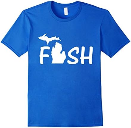 Men's Fish Michigan Lake Fisherman Gift T-Shirt XL Royal Blue
