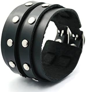 BrownBeans, Little Rocker Casual Street Fashion Boys Womens Leather Buckles Bracelet (LBCT4041) (Black)