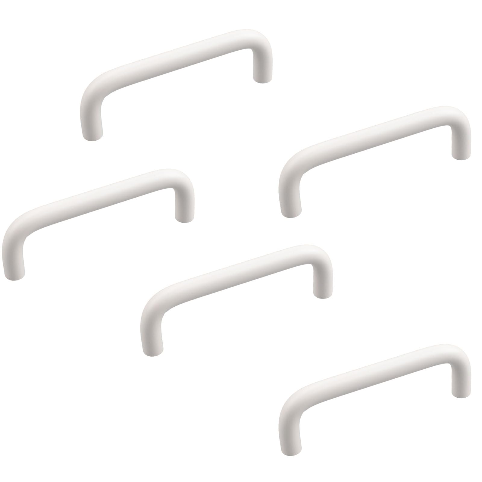 MOROBOR Aluminum Alloy Solid Round Handle, 96 mm Hole Centers U-Shaped Cabinet Hardware Pull for Bedroom Bathroom Kitchen Cabinets Door- 5 Pack/Warm White