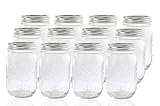 Ball Glass Mason Jar with Lid and Band, Regular Mouth, 12 Jars
