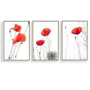 3 Piece Canvas Wall Art for Living Room, Bedroom Green Plants Framed Canvas Prints for Home Decoration Ready to Hang - 16"x24"x3 Panels