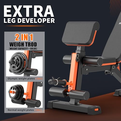 XCHIEF Adjustable Weight Bench - 1000LBS Heavy Duty Foldable Workout Bench Press with Leg Extension & Preacher Pad, Flat/Incline/Decline for Home Gym