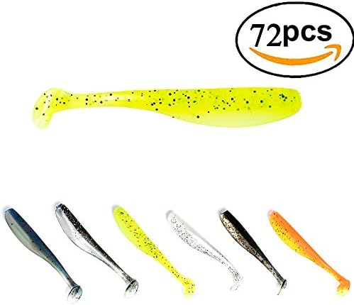 JOHNCOO Bicolor Soft Bait Fish Fishing Lure Tiddler Manual Silicone Bass Minnow Bait Swimbaits Plastic Lure Pack of 72
