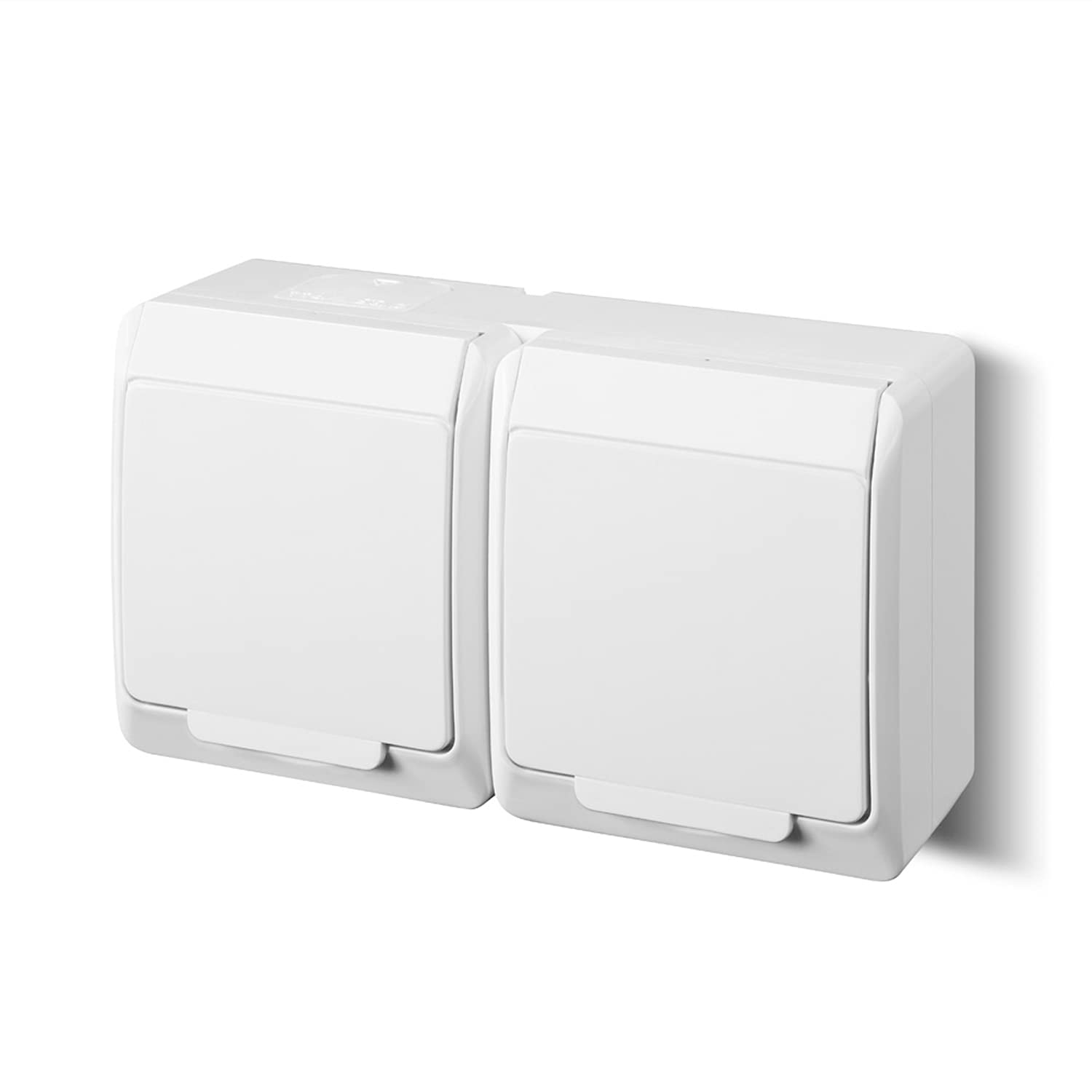 RJ45 Back Plate Wall Mount box white Dual Wet Room IP44 16 A 250 V Surface-Mounted Double Plug Socket