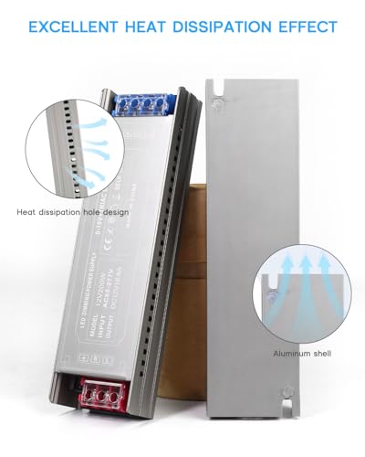 VOEWT Dimmable LED Driver,200 Watts Power Supply 85V-277V AC to 24V DC Converter,Quiet and Small Transformer Low Voltage Output for Strip Light