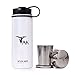 Mountaintop Vacuum Insulated Stainless Steel Water Bottle - Keep Cold 24 Hrs , Hot 6 Hrs + Stainless Steel Collapsible Cup ( White , 19oz )