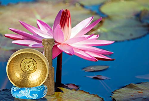AITREASURE Tibetan Singing Bowls Set Tibetan Meditation Bowl for Yoga, Meditation Hand Percussion Instruments Singing Bell with Mallet & Cushion for Collection 3.15 Inch