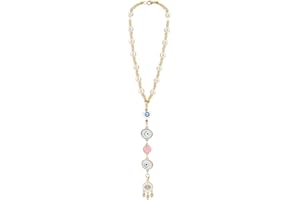 DELORIGIN Evil Eye Car Hanging Ornament Heart Evil Eye Rear View Mirror Car Charm Lanyards Beaded Decor Hanging Accessories Sun Catcher Pendent Decoration for Window Home Door Frame Balcony