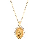 Catholic Heirlooms Our Lady of Guadalupe Virgin Mary Necklace, 14K Gold Plated