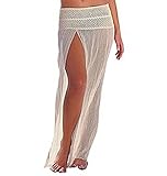WenHong Womens Sexy Bikini Cover Up Beach Mesh Hollow Crochet Slit Skirt