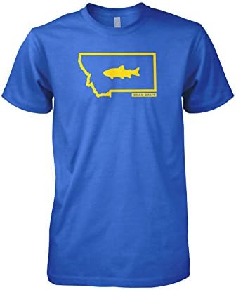 Dead Drift Fly Fish Montana Fly Fishing T-shirt (X-Large, Royal Blue)