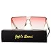 JOJO'S SECRET Oversized Square Sunglasses Metal Frame Flat Top Sunglasses JS009 (Gold/Transparent Red+Gold/Pink, 2.48)