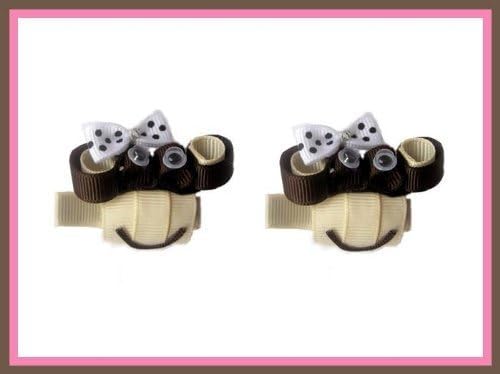 2pc Set Pink Bobby Jack Monkey Hair Bow Clips