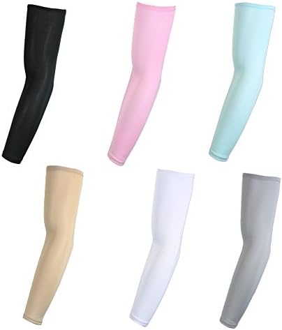 The Elixir Golf 6 Pairs Stretch Sport UV Protection Sleeve Sets Covers Arm Golf, Hiking, Cycling, Camping (White, Black, Gray, Pink, Mint Blue, Beige)