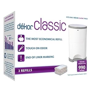 Dekor Classic Diaper Pail Refills | 2 Count | Most Economical Refill System | Quick & Easy to Replace | No Preset Bag…