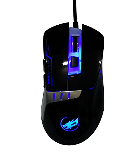 High Precision 3800 DPI Symmetrical Optical USB Wired Mouse with 7 Soothing LED Colors, 6 Buttons Gaming Mouse ,Ergonomic Black Mice for Pro Gamer