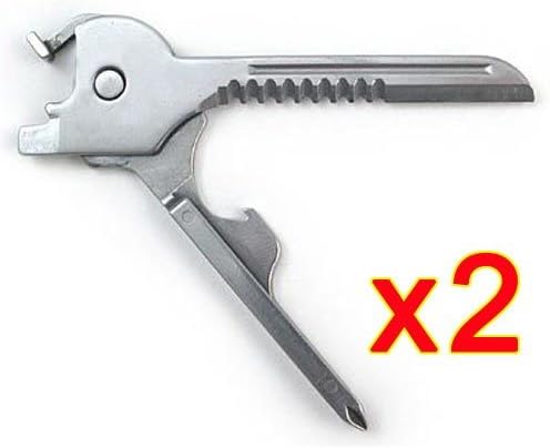 xlpace 2 Pcs 6 In 1 Utili-Key Mini Multitool Keyring Pocket Stainless Steel Folding Swiss Tech Simple