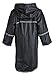 Kid's Rain Jacket:Big Girls Kids Waterproof Full Length Long Hooded Raincoat Jacket for Children - Black (Large)