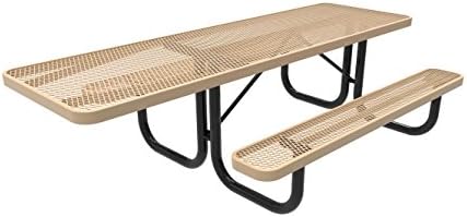 COATED OUTDOOR FURNITURE T8H-TAN Rectangular Portable Picnic Table, Handicap Accessible on One End, 8 Feet, Tan