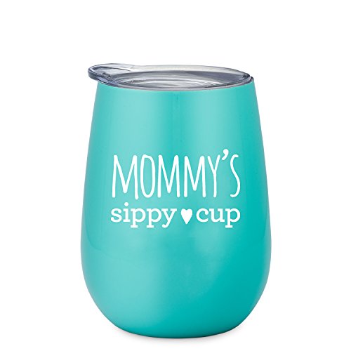 Mom Tumbler - Mommy's Sippy Cup - 10 oz Stainless Steel Insulated Stemless Wine Tumbler with Lid - Wine Tumbler Sippy Cup for Moms