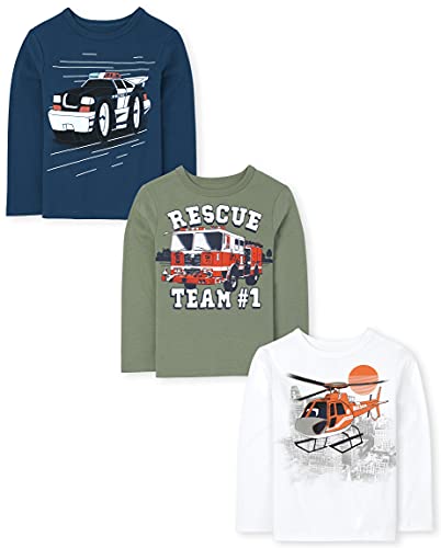 The Children's Place Baby-Boys and Toddler Dino,Animals,Sharks Long Sleeve Graphic T-Shirts,3 Pack