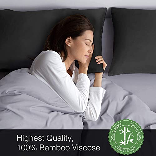 BEDELITE Bamboo King Size Pillow Cases 2 Pack, Black Cooling Pillow