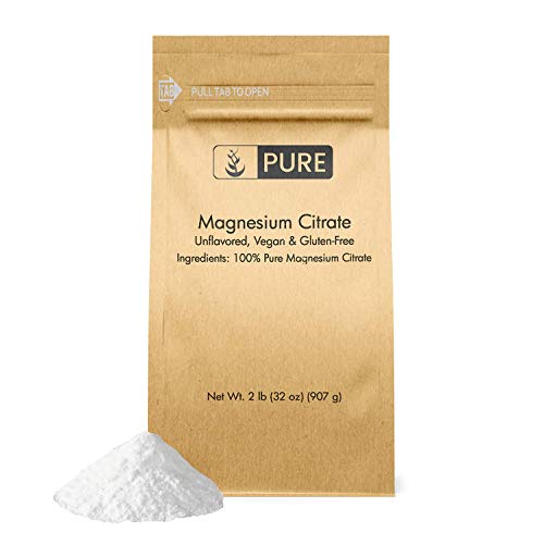 100% Pure Magnesium Citrate Powder, 2 lb, 3225mg Serving, No Filler or Additives, Gluten-Free, Made in The USA, Bioavailable, Unflavored, Vegan, Eco-Friendly Packaging