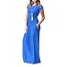 Howstar Women's Casual Long Dress Solid Short Sleeves Maxi Dresses for Ladies Party Dress with Pockets