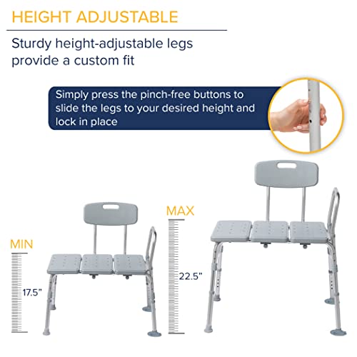 Drive Medical 12011KD1 Tub Transfer Bench For Bathtub with Adjustable