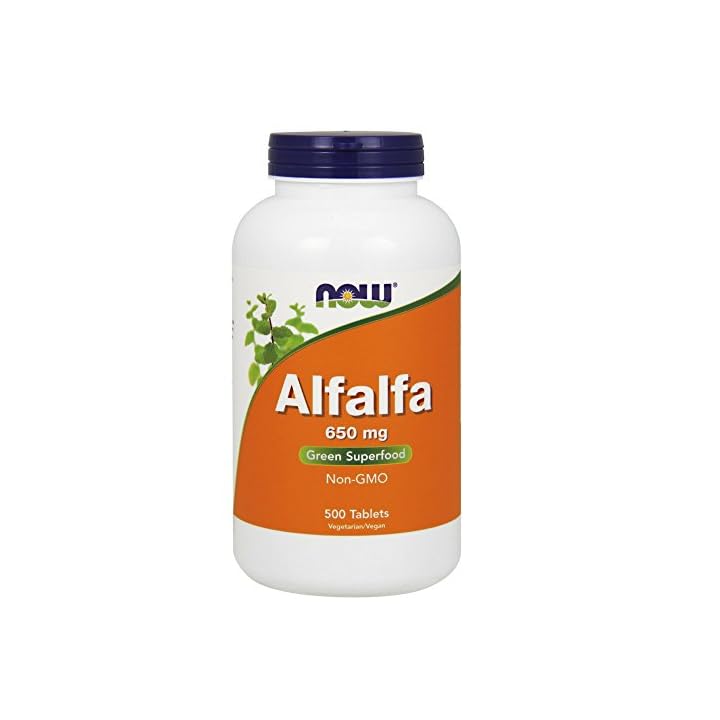 NOW Supplements, Alfalfa 650 mg source of Vitamin K, Green Superfoods