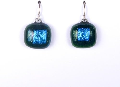 Dangle Earrings of Sparkling Blue, Handmade Glass