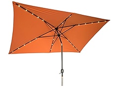 Amazon Com Trademark Innovations Rectangular Solar Powered Led Lighted Patio Umbrella 10 X 6 5 Black Garden Outdoor