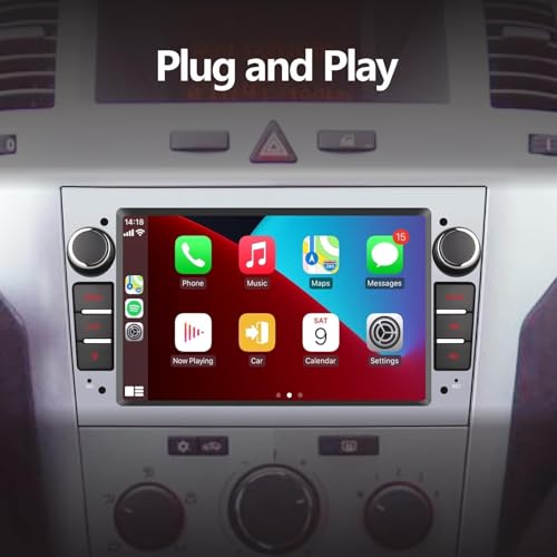 LXKLSZ Car Radio Compatible with Wireless Carplay/Android Auto for Opel Antara Zafira Corsa with Touch Screen Bluetooth Mirror Link USB High Power Silver