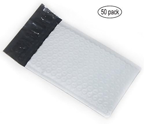 HLRM 4 x 8 Inches White Poly Bubble Mailers Padded Envelopes (Pack of 50) BB4750