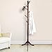 Vlush Standing Coat Rack,Wooden Coat Hat Tree Coat Hanger Holder Coat Hook Entryway Hall Tree with Solid Rubber Wood Base for Coat,Hat,Clothes,Scarves,Handbags,Umbrella-(8 Hooks,Brown)